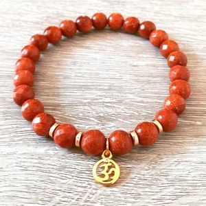 Handmade GOLDSTONE OM Bracelet
